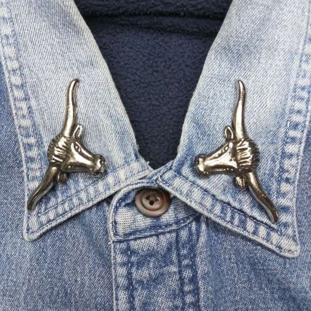 Longhorn push on cowboy biker stud pins